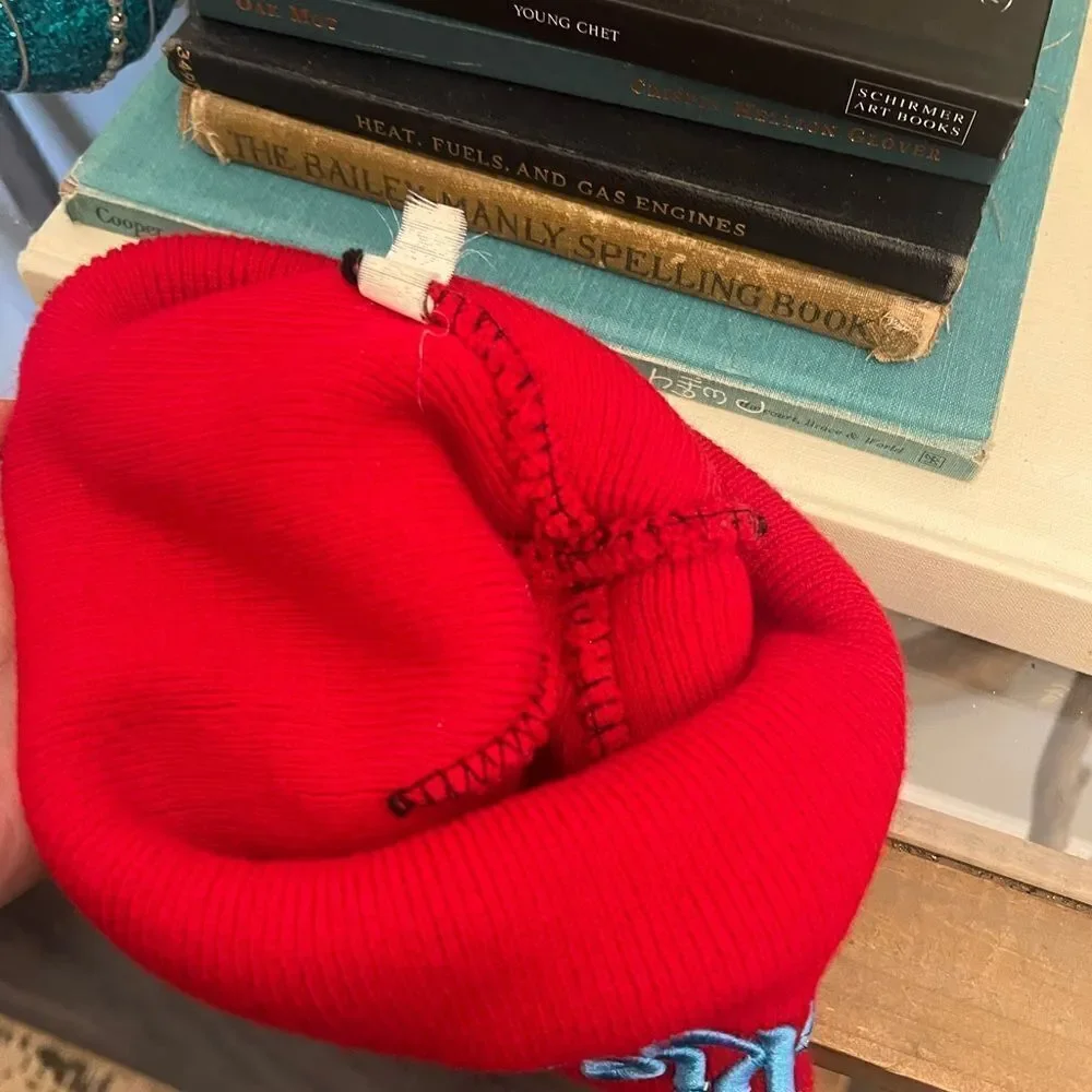 Cookies Embroidered Skull Cap Beanie two tone red and blue. Acrylic. Winter.